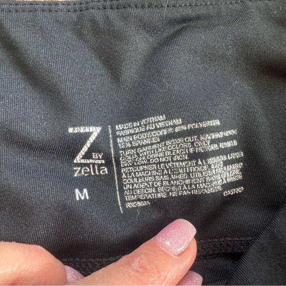 Z By Zella Short Sleeve Top High Rise Black Crop Leggings SET OUTFIT 2 PIECE M - Picture 8 of 14